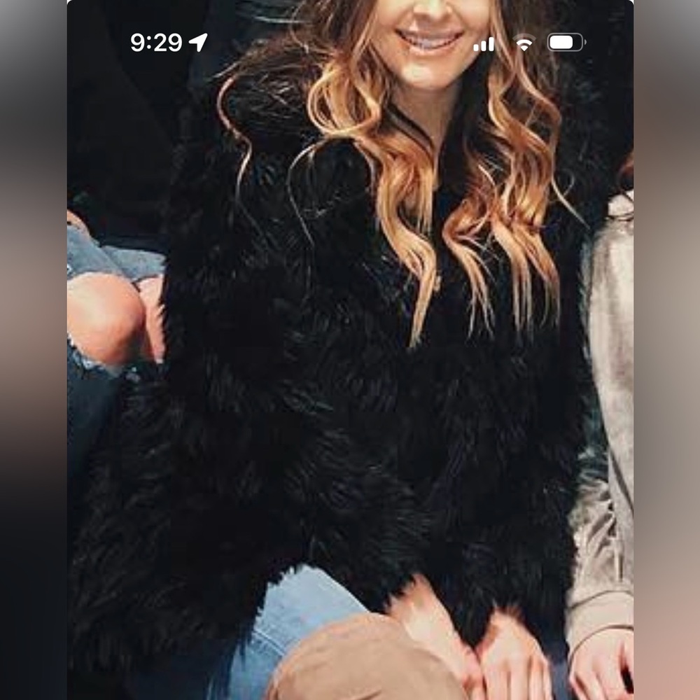 Topshop Faux Fur Coat Black US 2 Like New